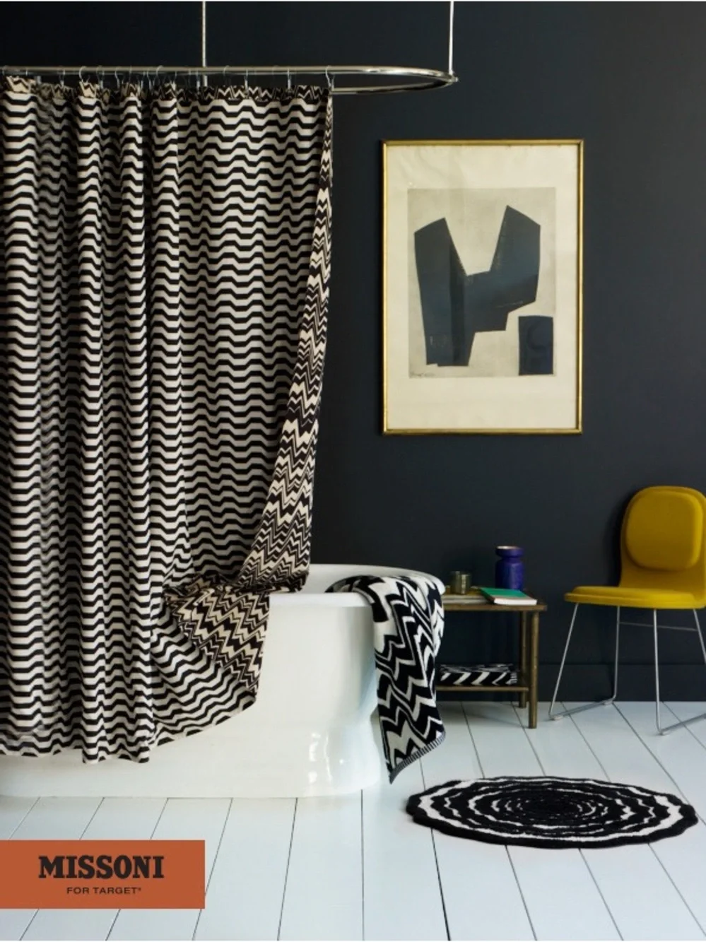 Missoni Black and White Zigzag Mini Shower Curtain